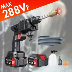 Portable Cordless 26bar Car Pressure Washer Gun with 2 Batteries
