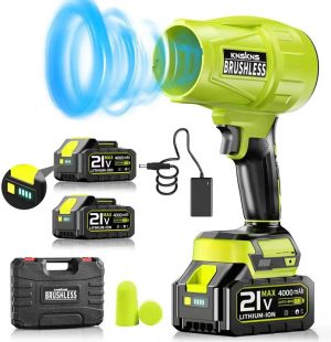 580000RPM 21V Cordless Leaf Blower with 2 Batteries & Fast Charger