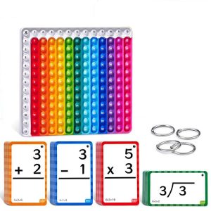 Math Fidget Toy with Addition, Subtraction & Multiplication Flash Cards, Ages 3+