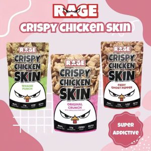 RAGE Crispy Chicken Skin 3 Pack, High-Protein Keto-Friendly Snack