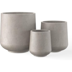 Kante 3-Piece Round Concrete Planter Set for Indoor & Outdoor Use