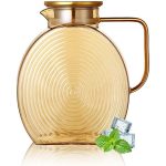 AEFPOYMXU 77 oz Glass Water Pitcher with Gold Lid, 2.2L