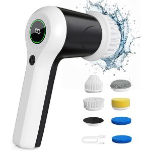 PUFTEM Cordless Electric Spin Scrubber with Battery Display & 2 Speeds